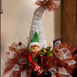 Elf Holiday Wreath with Red and Green Accents